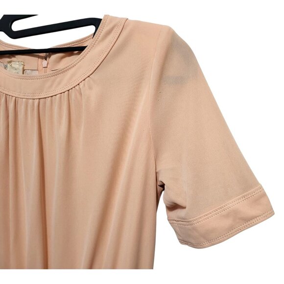 Vintage Mirage Peach Pleated Fit & Flare Midi Dress - Picture 6 of 14